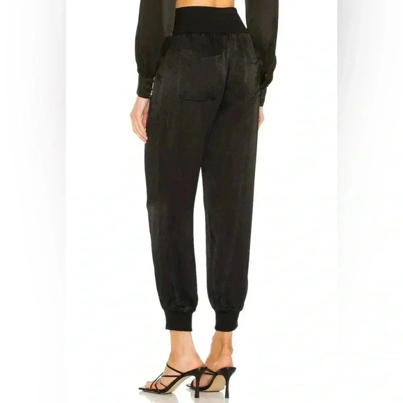 REVOLVE bobi BLACK Sleek Textured Pants in Black, size L, BNWT - Picture 2 of 13